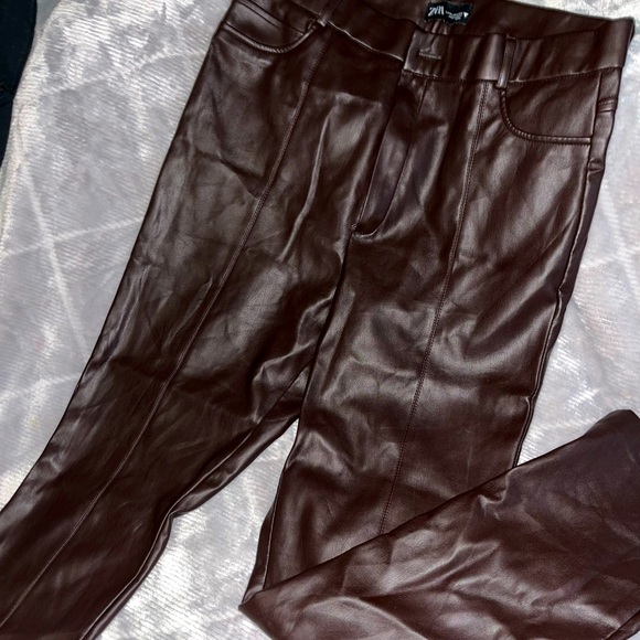 ZARA BROWN LEATHER PANTS - Picture 2 of 6